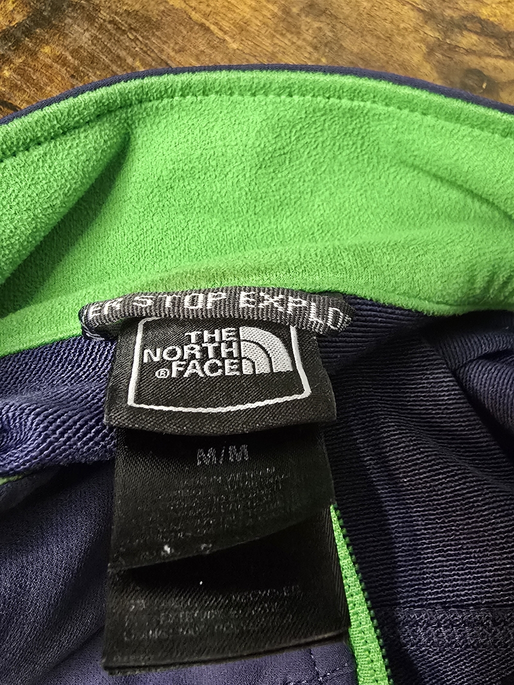 The North Face Apex Bionic Softshell Jacket Mens Medium Navy Blue Lime Green - Picture 3 of 5